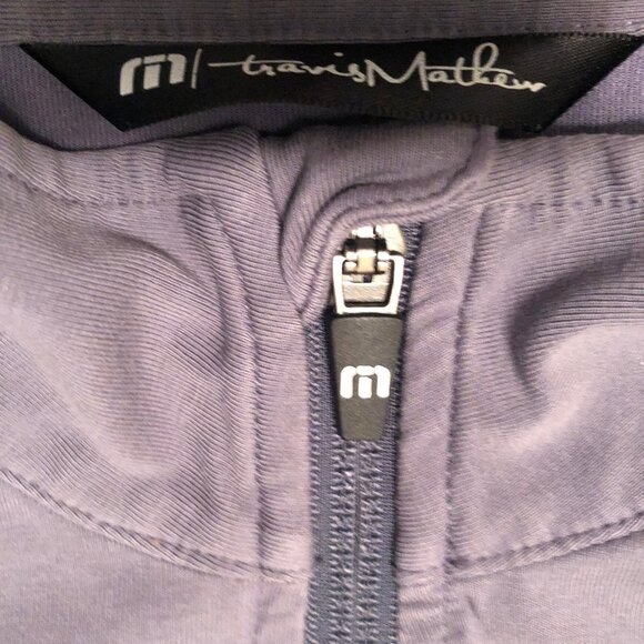 Travis Mathew Shirt Men's Medium Gray Polo Golf Stretch Logo Long Sleeve - Picture 4 of 7